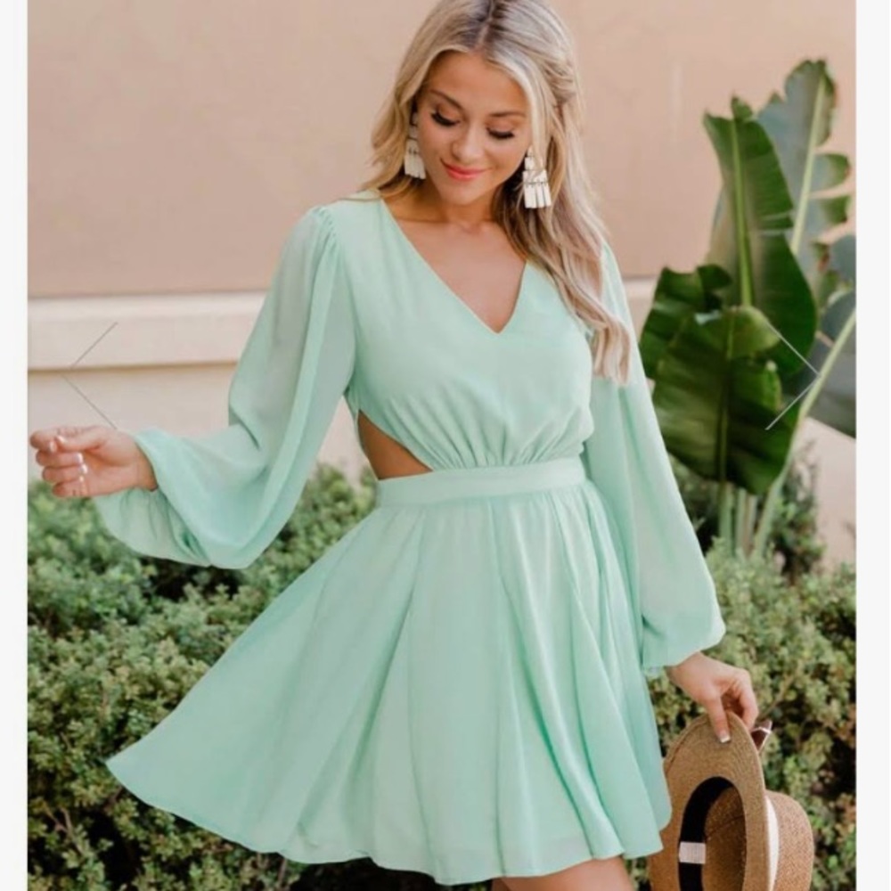Long sleeve cut-out dress